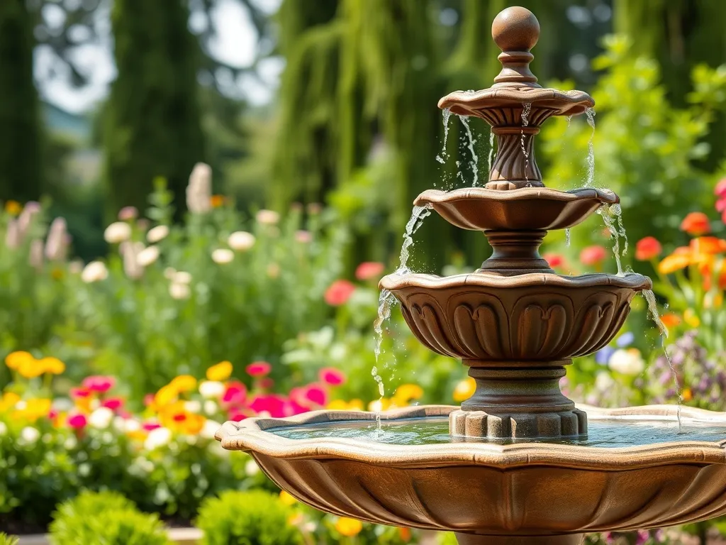 fontanna ogrodowa z obiegiem zamkniętym